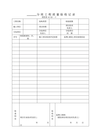 土建分项分部工程质量验收记录