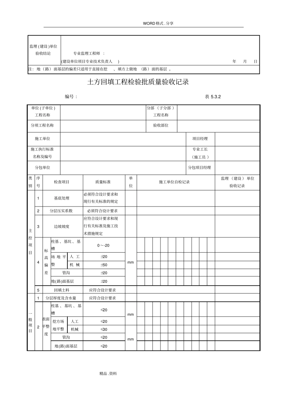 土方开挖工程检验批质量验收记录文本_第2页