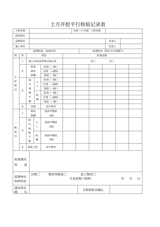 土方开挖平行检验记录