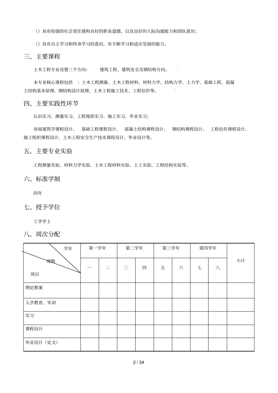 土木工程专业培养方案_第2页