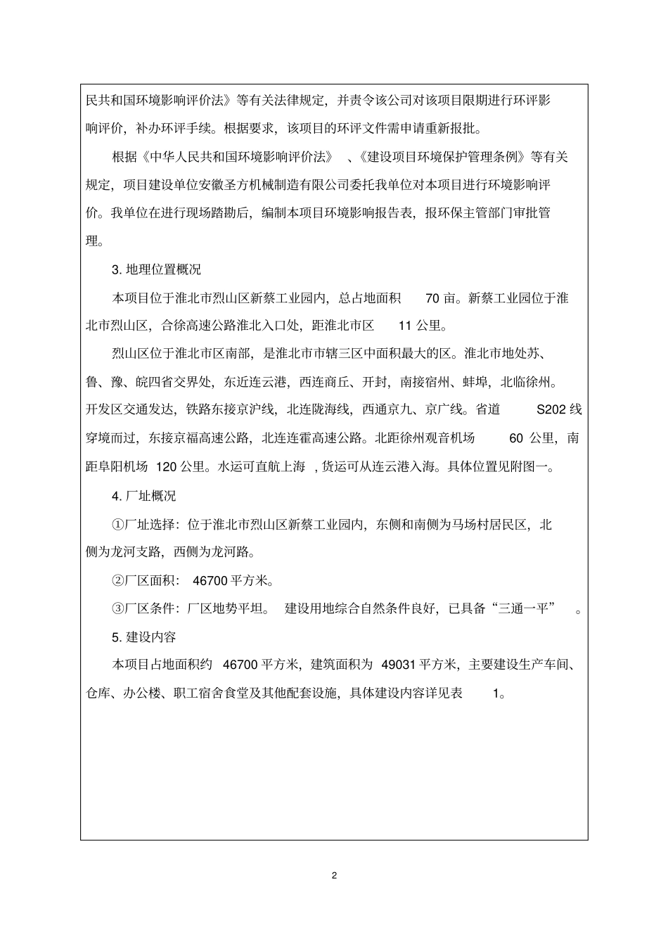圣方机械制造有限公司单体液压支柱刮板输送机项目环境评价报告表_第2页