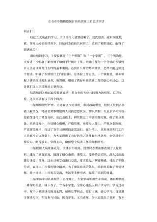 在全乡镇街道统计员培训班上的总结讲话