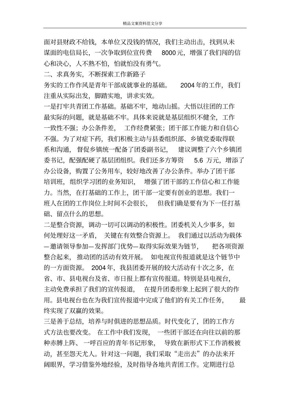 在全共青团工作会议上的典型发言材料-精品文案范文_第2页