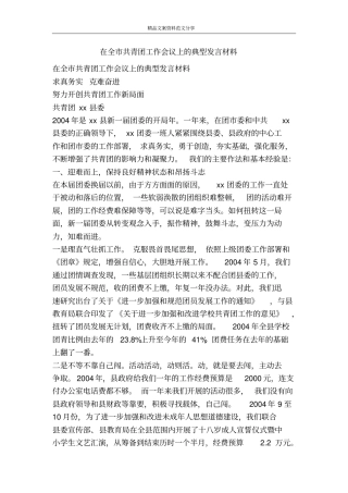 在全共青团工作会议上的典型发言材料-精品文案范文