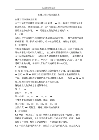 在建工程防洪应急预案-精品文案范文