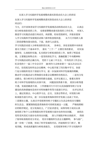 在深入学习实践科学发展观整改落实阶段动员大会上的讲话-精品文案范文
