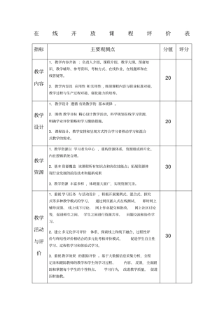 在线开放课程评价标准