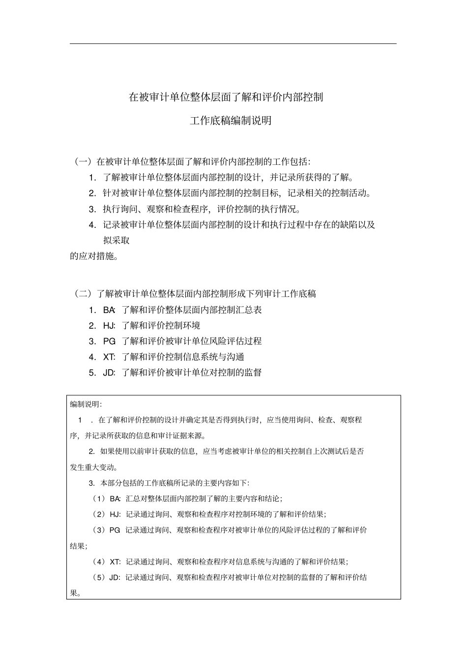 在被审计单位整体层面了解与评价内部控制_第1页