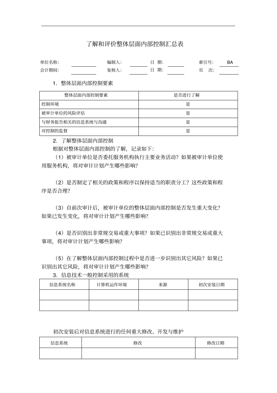 在被审计单位整体层面了解与评价内部控制_第3页