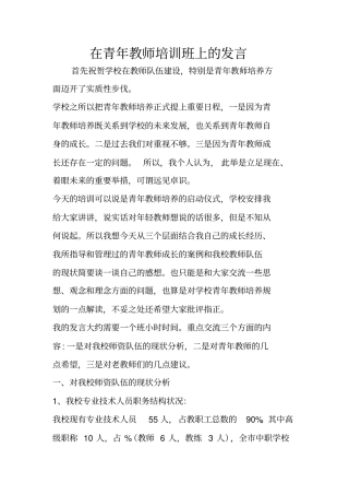 在青年教师培训班上的发言