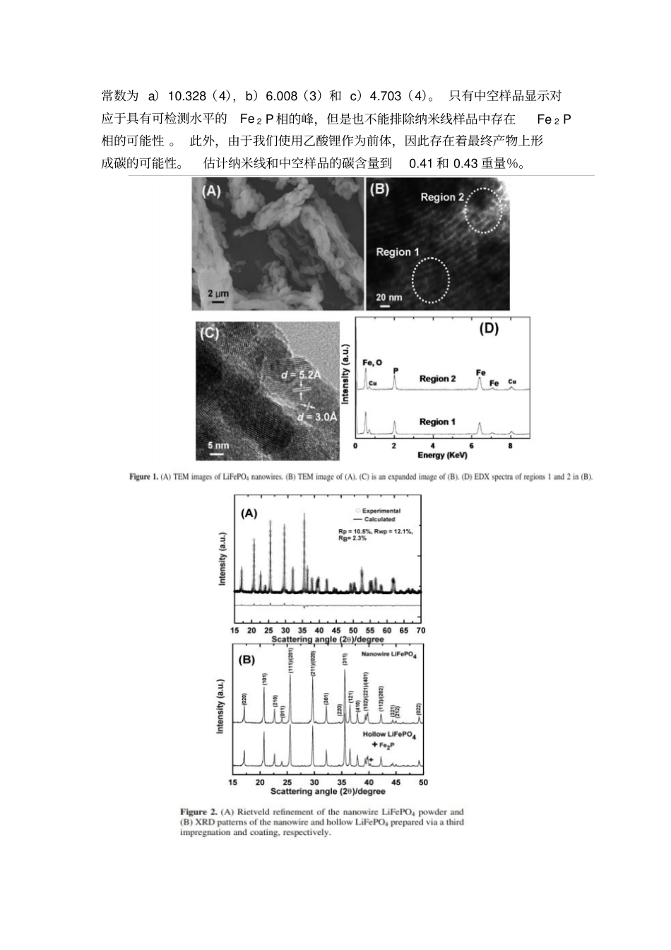 在高性能锂电池中合成的中空和纳米线型LiFePO4作为阴极的应用资料_第3页