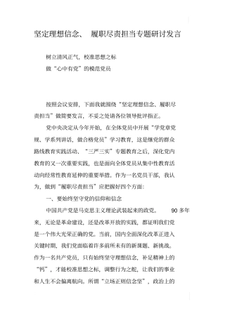 坚定理想信念、履职尽责担当专题研讨发言