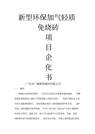 型环保轻质砖可研报告
