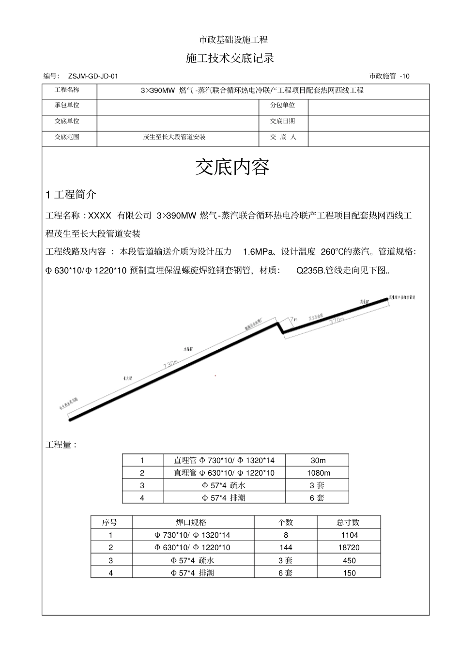 埋地蒸汽管道安装技术交底分析_第1页