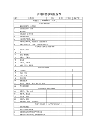 培训准备事项检查表