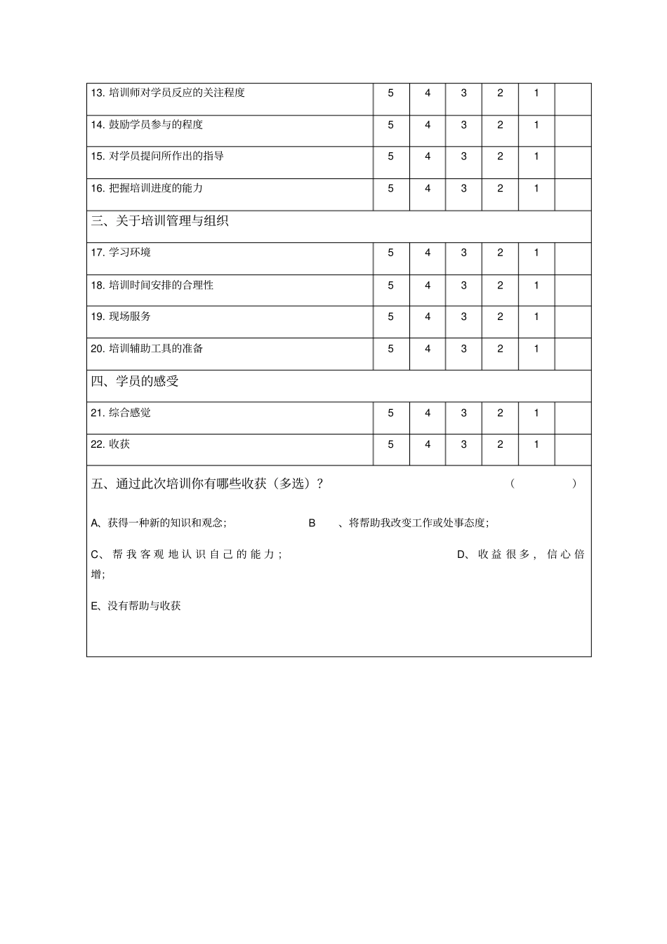 培训反馈意见表_第2页