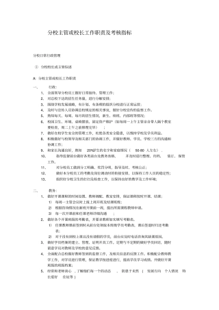 培训机构分校主管及校长工作职责及考核指标