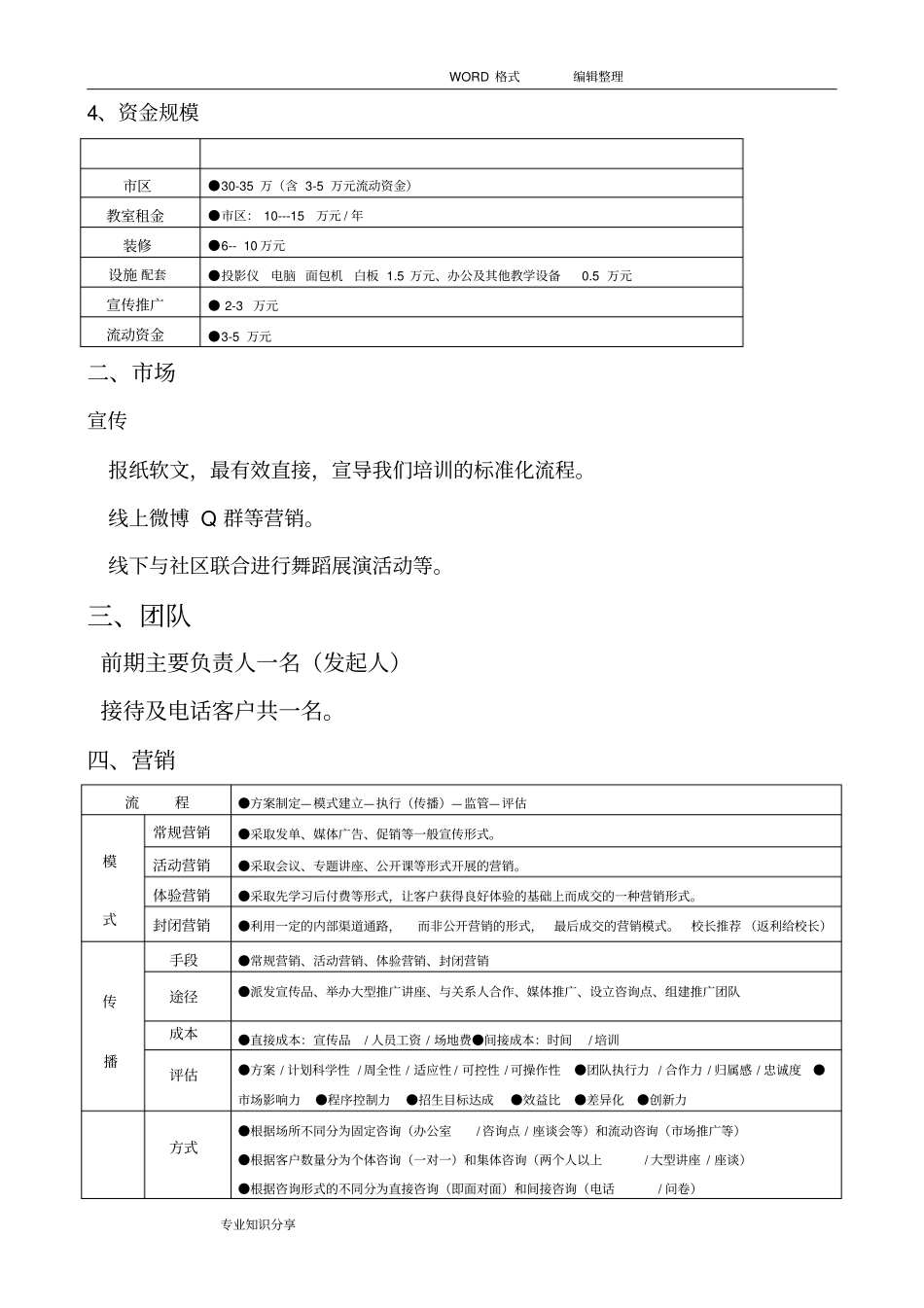 培训机构运营方案成本核算_第2页