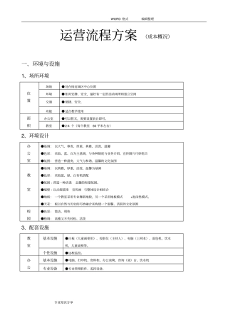 培训机构运营方案成本核算