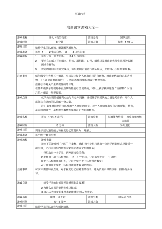 培训课堂游戏大全