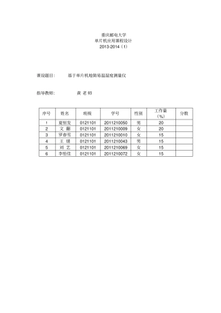基于51单片机的温湿度测量仪课程设计
