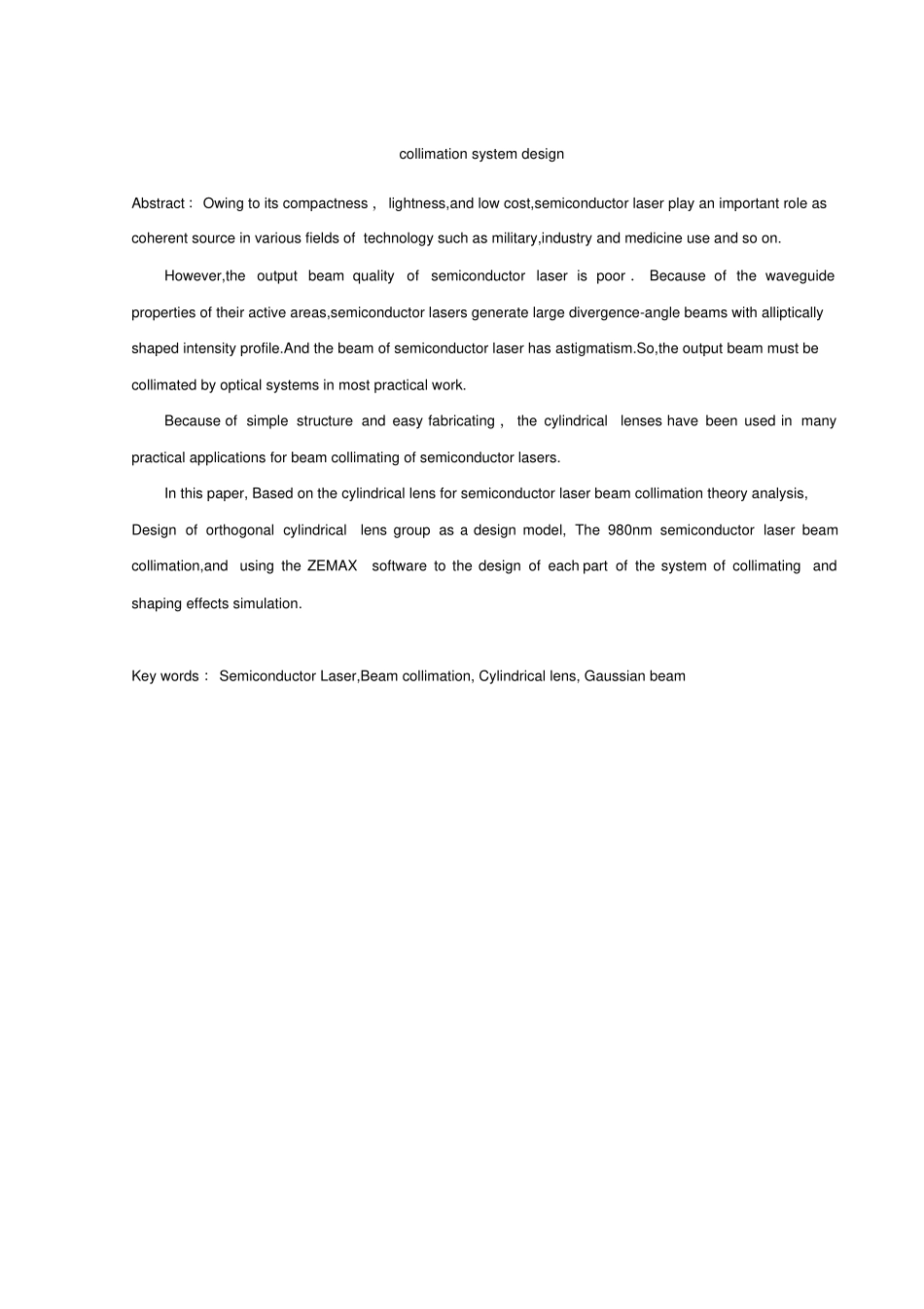 基于980nm半导体激光器光束准直系统的设计_第3页