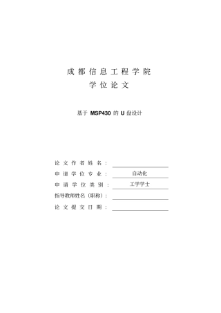 基于MSP430的U盘设计毕业设计
