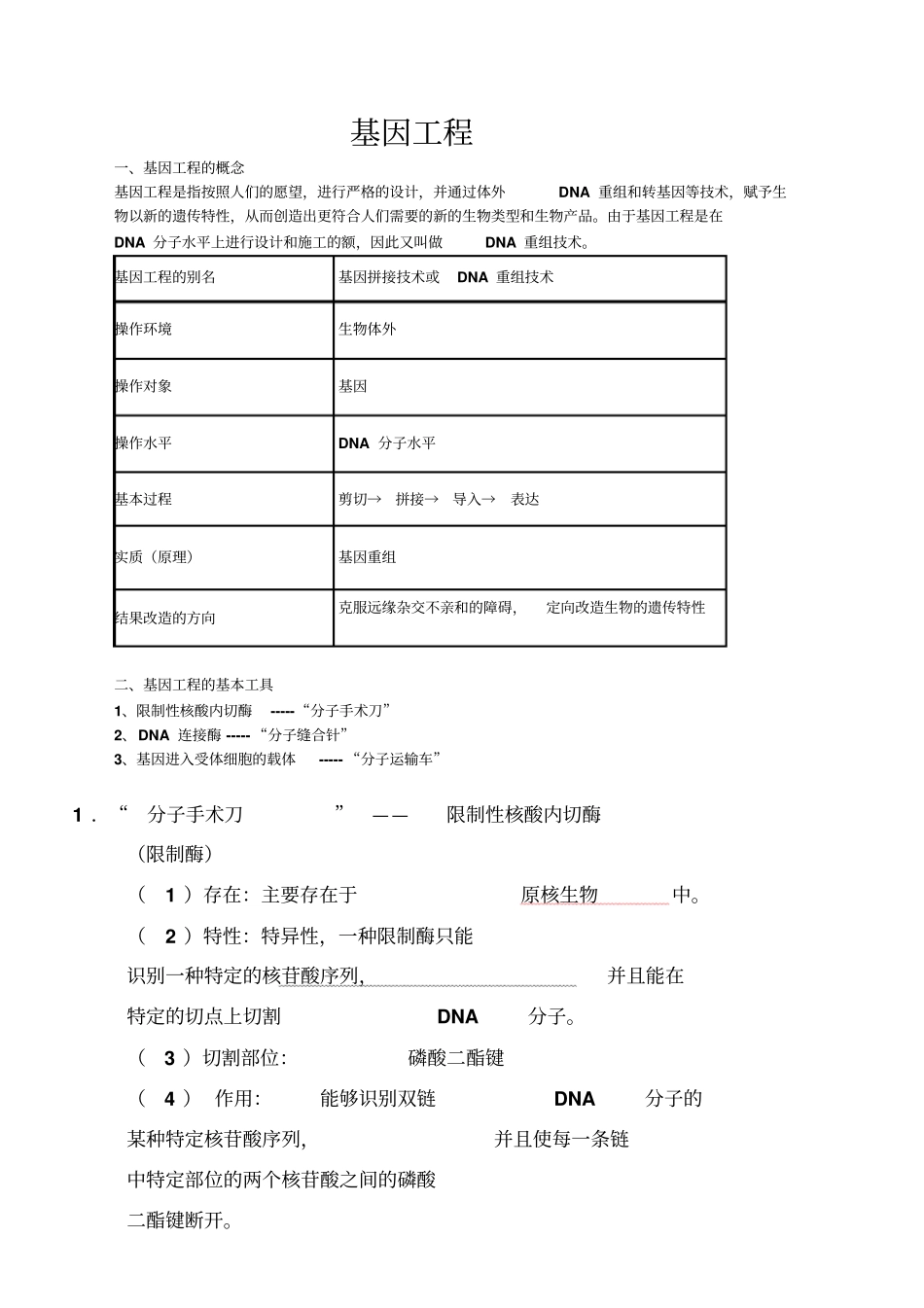基因工程知识点超全_第1页
