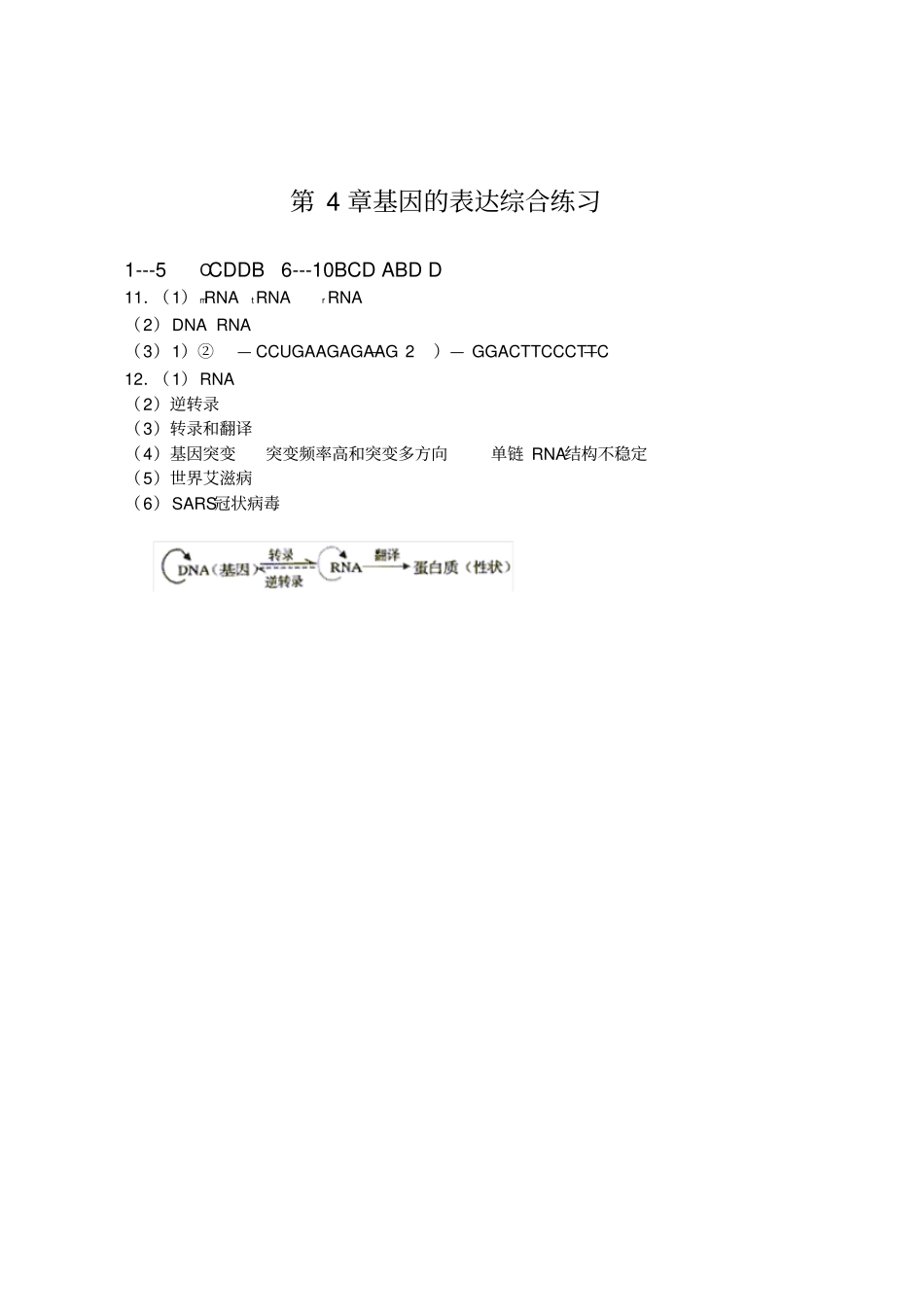 基因的表达综合练习题_第3页
