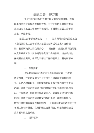 基层工会干部方案
