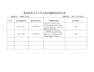 基层政务公开工作自查问题整改情况台账