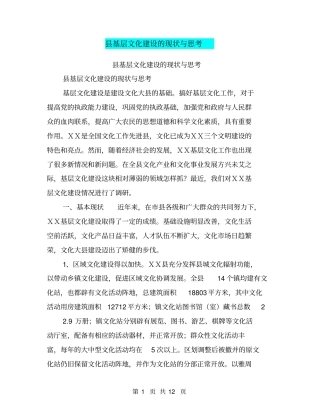 基层文化建设的现状与思考【可编辑版】
