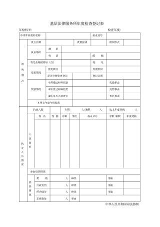 基层法律服务年检查登记表