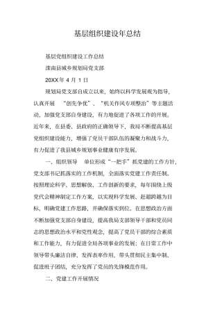 基层组织建设年总结