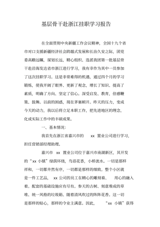 基层骨干赴浙江挂职学习报告