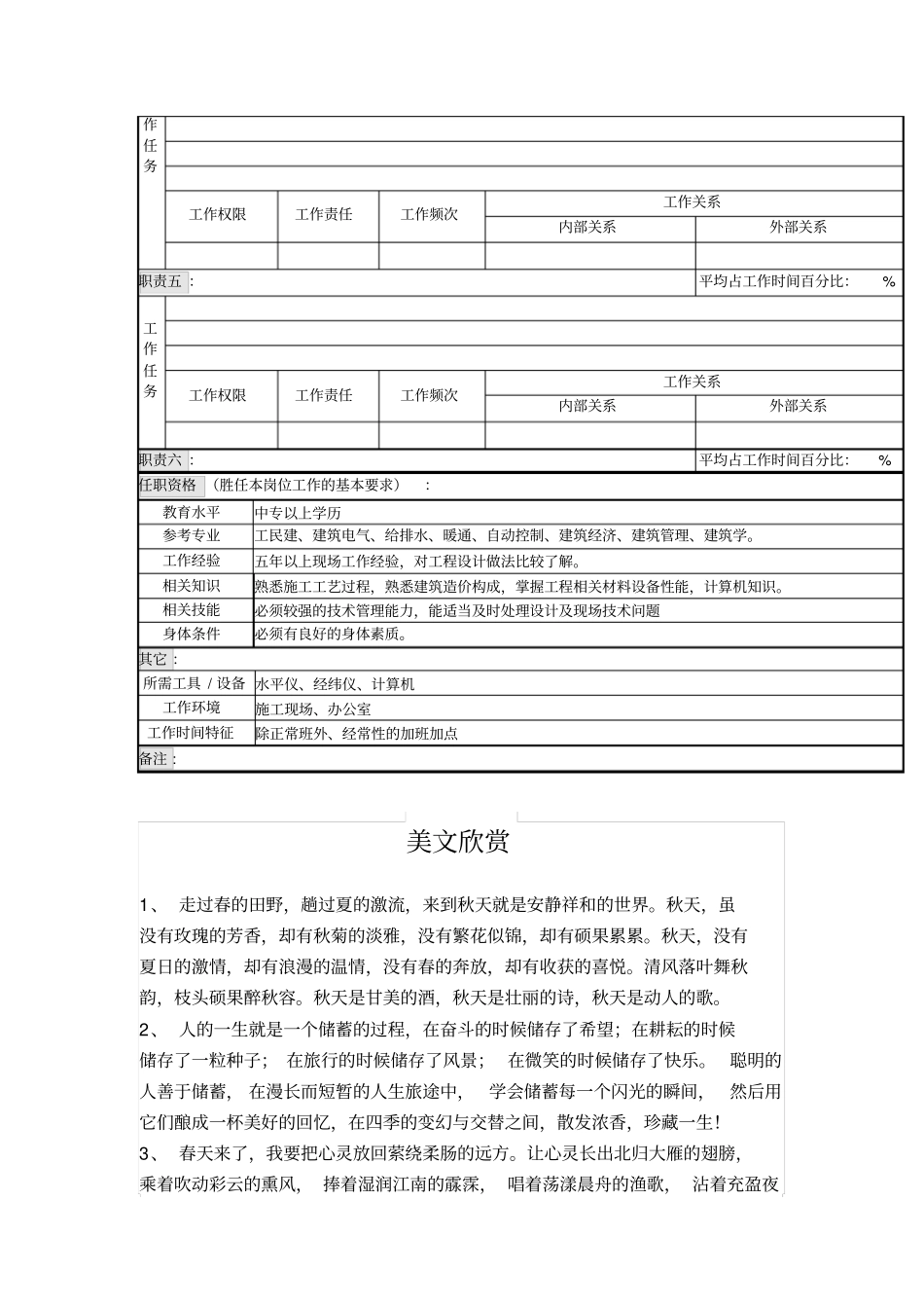 基建工程专业工程师职务说明书格式_第2页