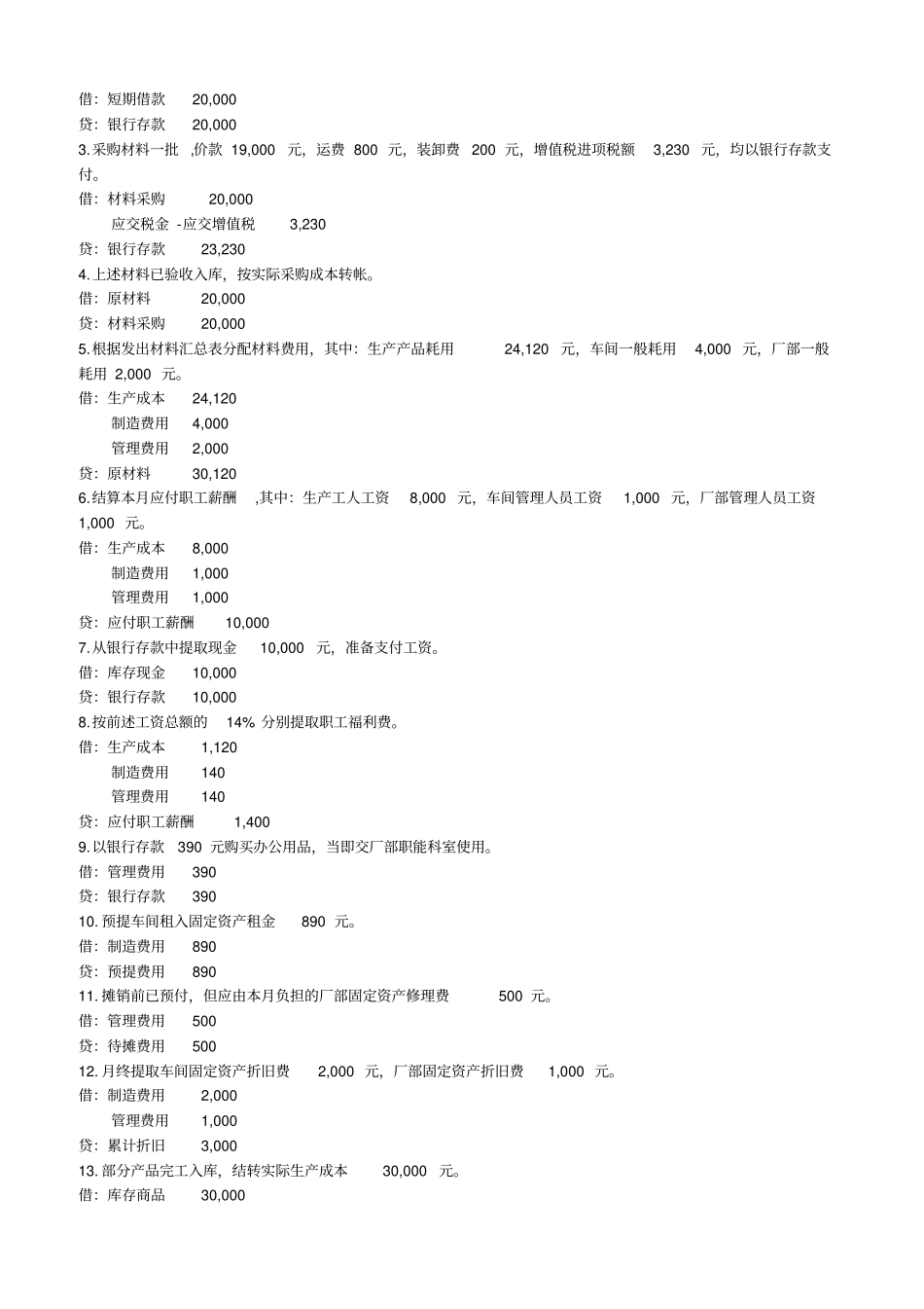 基础会计分录练习题及答案_第3页