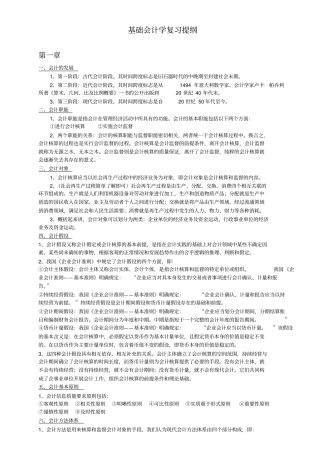 基础会计学复习提纲