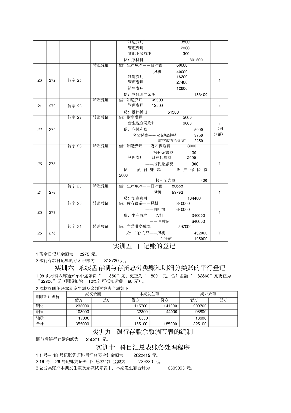 基础会计实训教程参考答案_第2页
