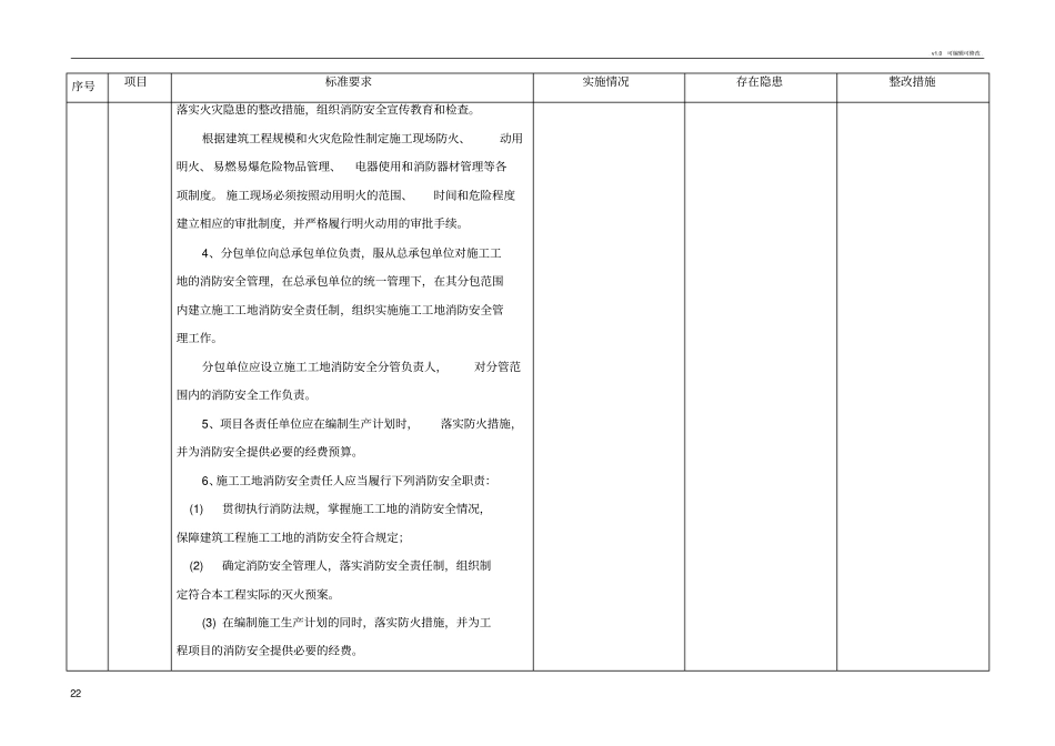 基础设施项目施工现场消防安全隐患排查表_第2页