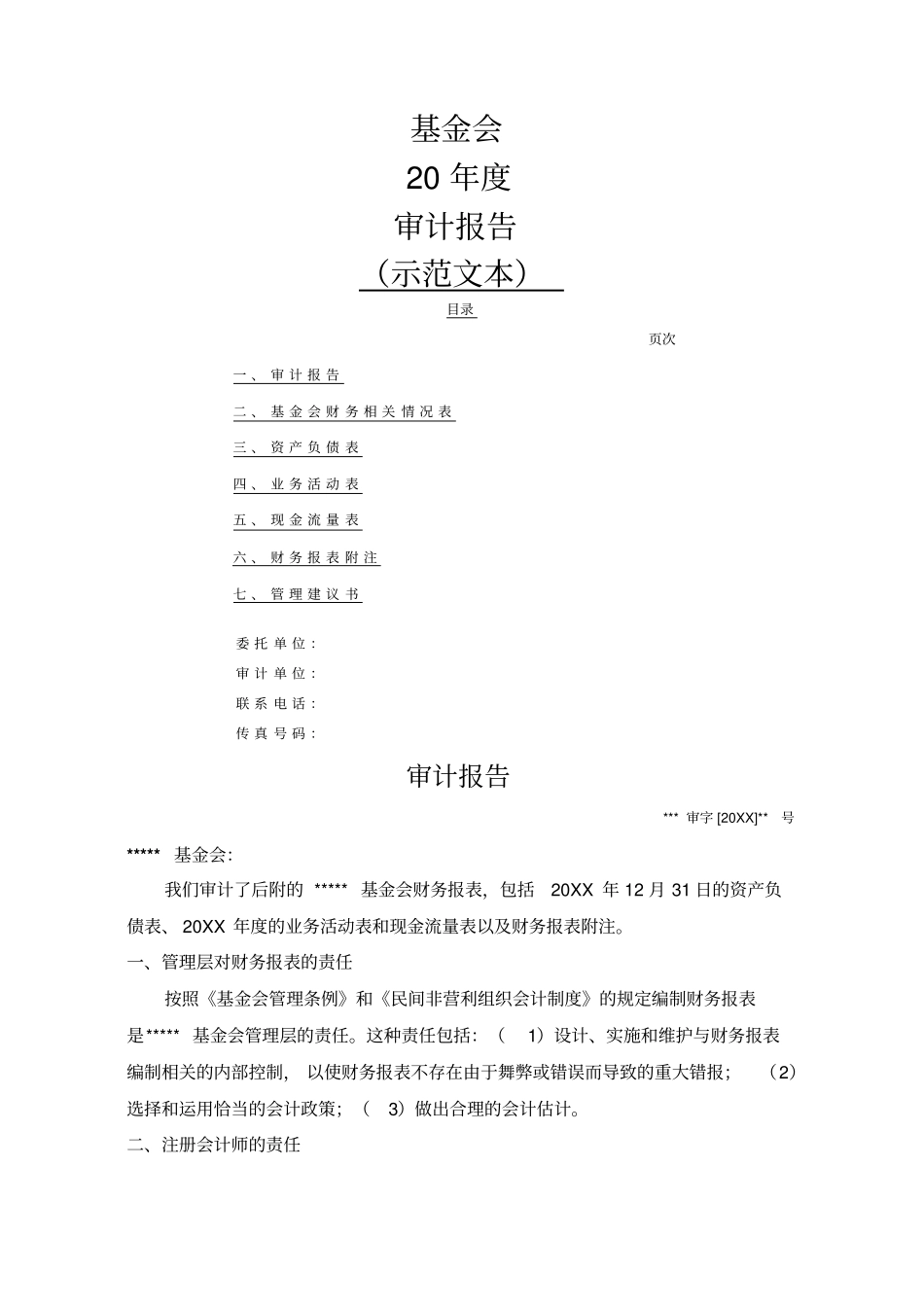 基金会审计报告示范文本_第1页