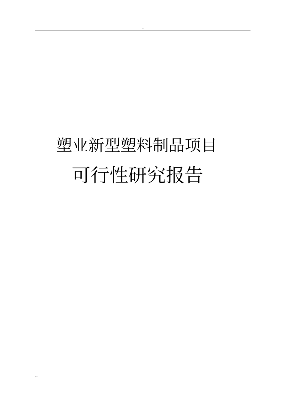 塑业新型塑料制品项目可行性研究报告_第1页