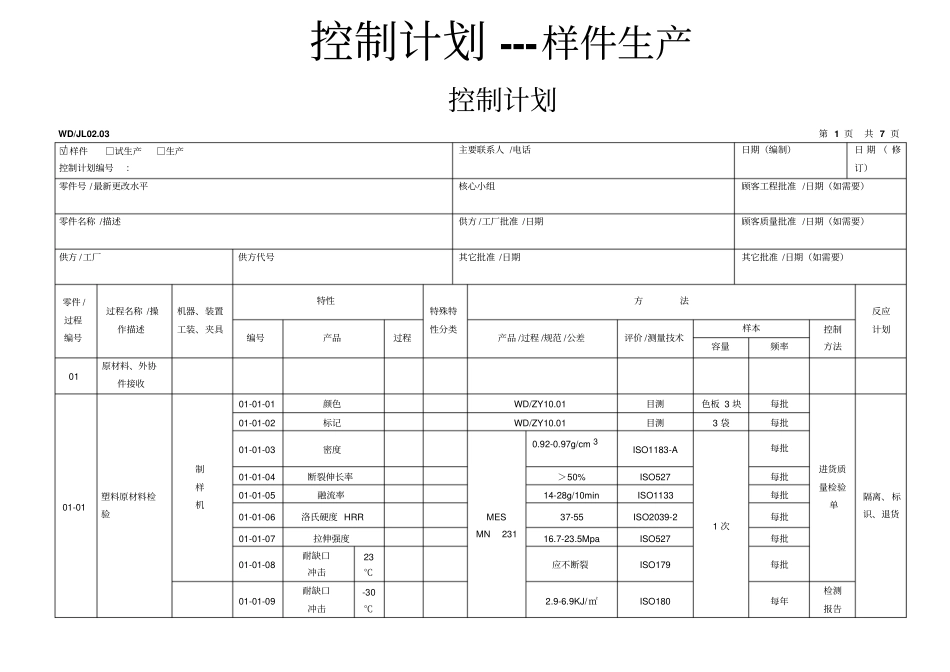 塑料件的控制计划实例_第1页