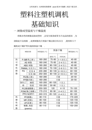 塑料注塑机调机基础知识