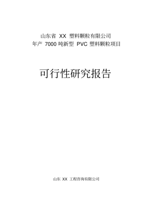 塑料颗粒有限公司年产7000吨环保pvc塑料颗粒项目可行性研究报告