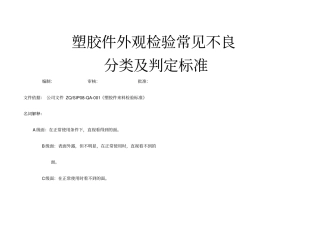 塑胶件外观检验常见不良分类及判定标准