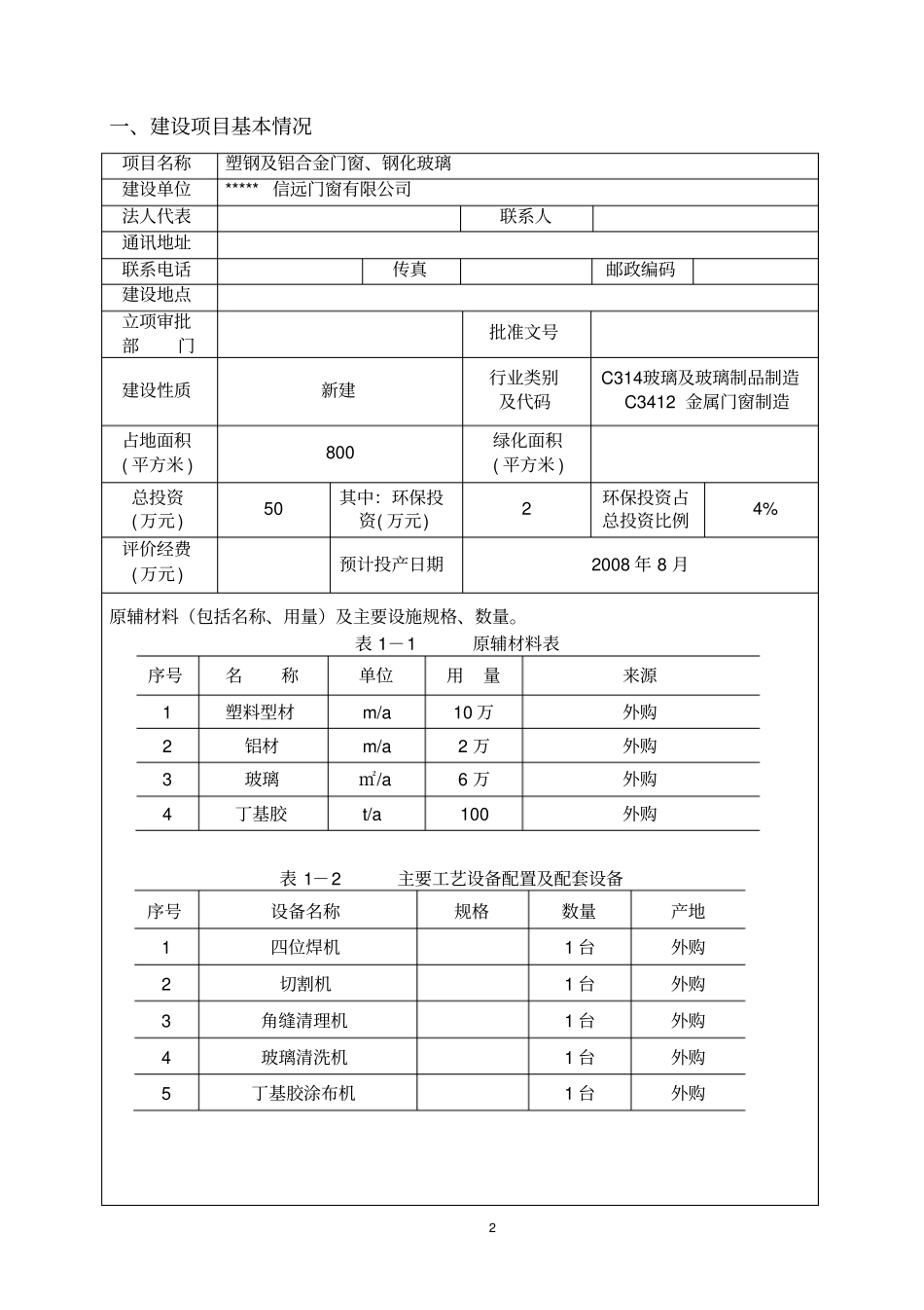 塑钢及铝合金门窗钢化玻璃项目环境影响评价评价报告_第3页