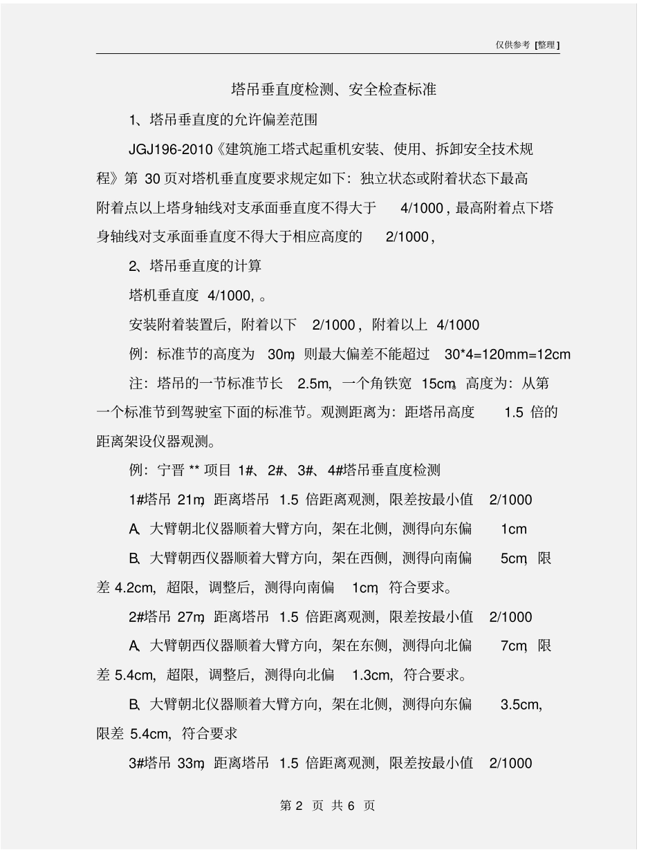 塔吊垂直度检测、安全检查标准_第2页