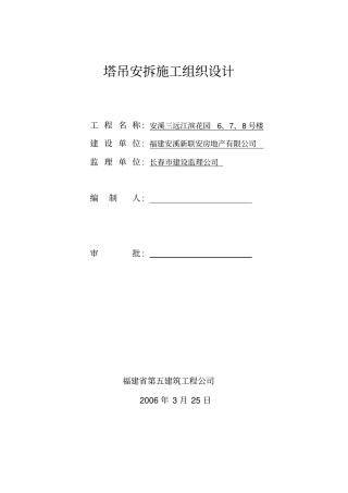 塔吊安装拆卸施工组织设计