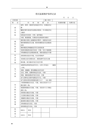 塔吊定期检查及维修保养记录